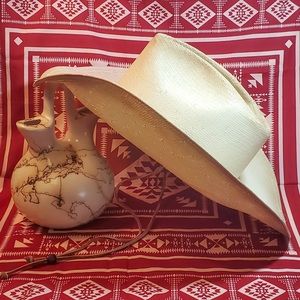 Vintage Stetson Hat Unisex Shantung Aged Straw 4X Pinch Drifter Western  7-1/8